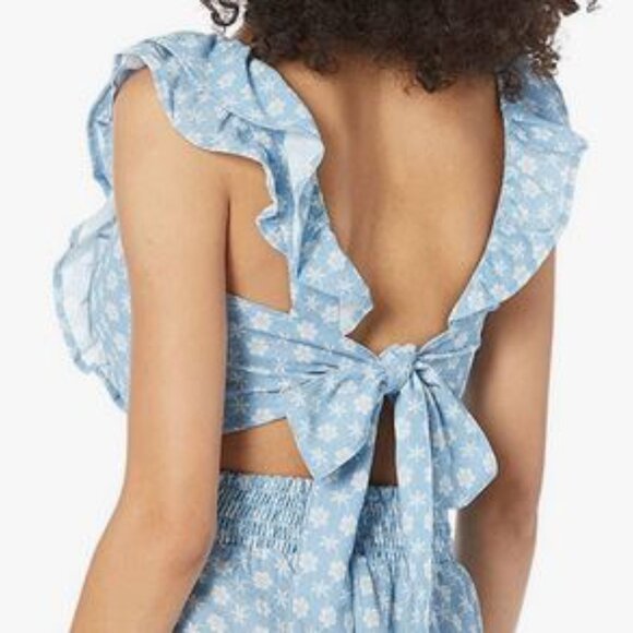 BCBGeneration TOP Large or XL Flutter Strap Bow Tie Crop Color Eyelet Party New - Picture 2 of 15